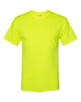 Hanes Unisex Workwear Pocket T-Shirt. W110 - Safety Green