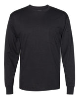 Hanes Unisex Workwear Long Sleeve Pocket T-Shirt. W120 - Black