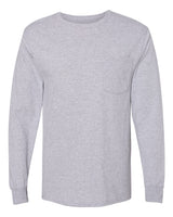 Hanes Unisex Workwear Long Sleeve Pocket T-Shirt. W120 - Light Steel
