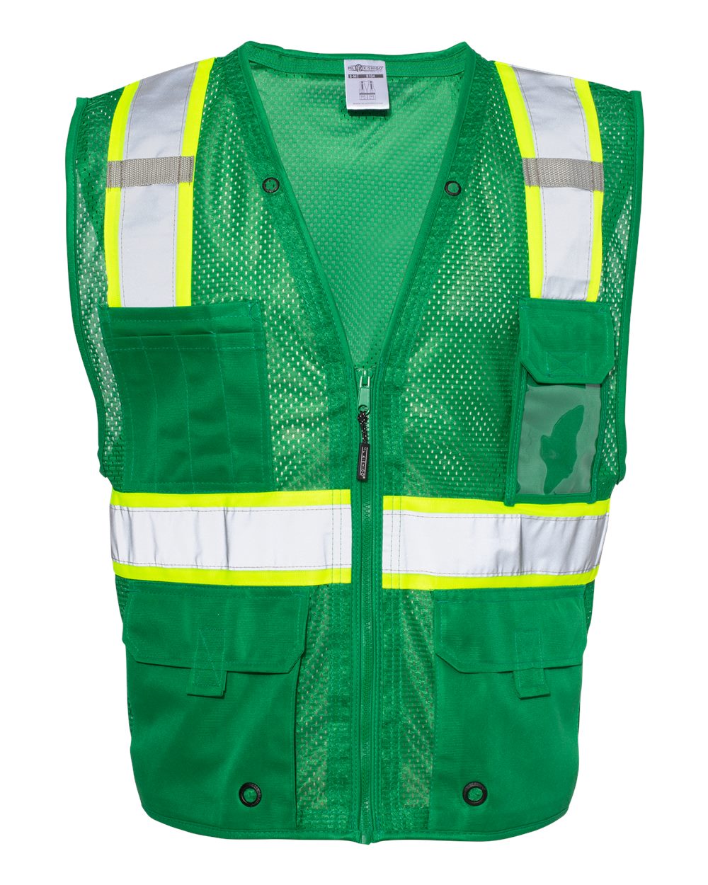 Kishigo Unisex EV Series® Enhanced Visibility Multi-Pocket Mesh Vest. B100-111 - Green/ Lime - B104
