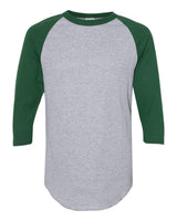 Augusta Sportswear Unisex Three-Quarter Raglan Sleeve Baseball Jersey T-Shirt. 4420 - Athletic Heather/ Dark Green