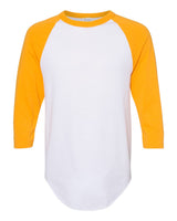 Augusta Sportswear Unisex Three-Quarter Raglan Sleeve Baseball Jersey T-Shirt. 4420 - White/ Gold