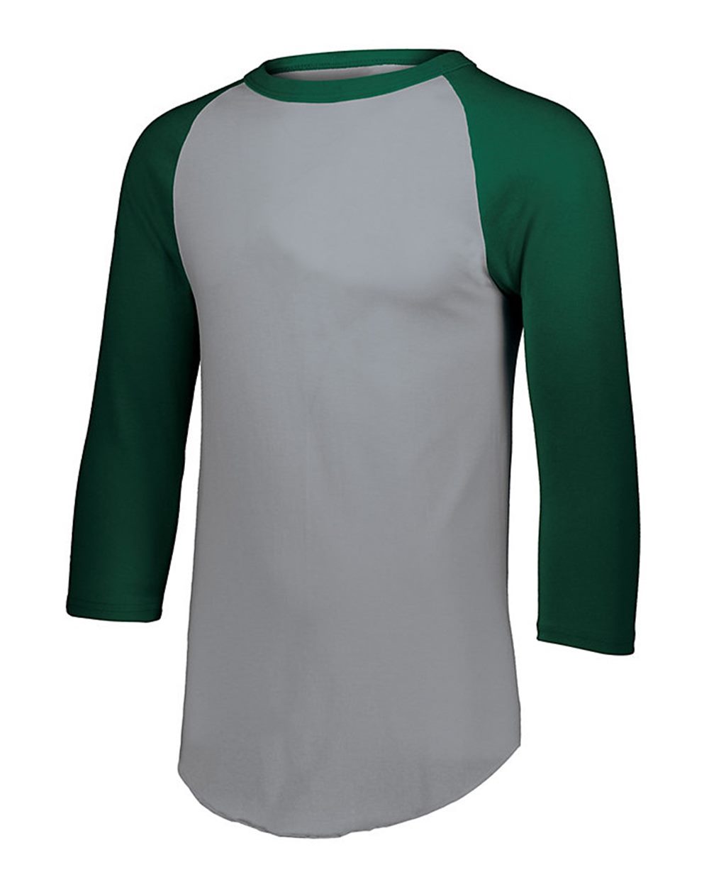 Augusta Sportswear Youth Three-Quarter Sleeve Baseball Jersey. 4421 - Athletic Heather/ Dark Green