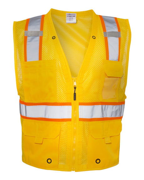 Kishigo Unisex EV Series® Enhanced Visibility Multi-Pocket Mesh Vest. B100-111 - Yellow/ Orange - B106