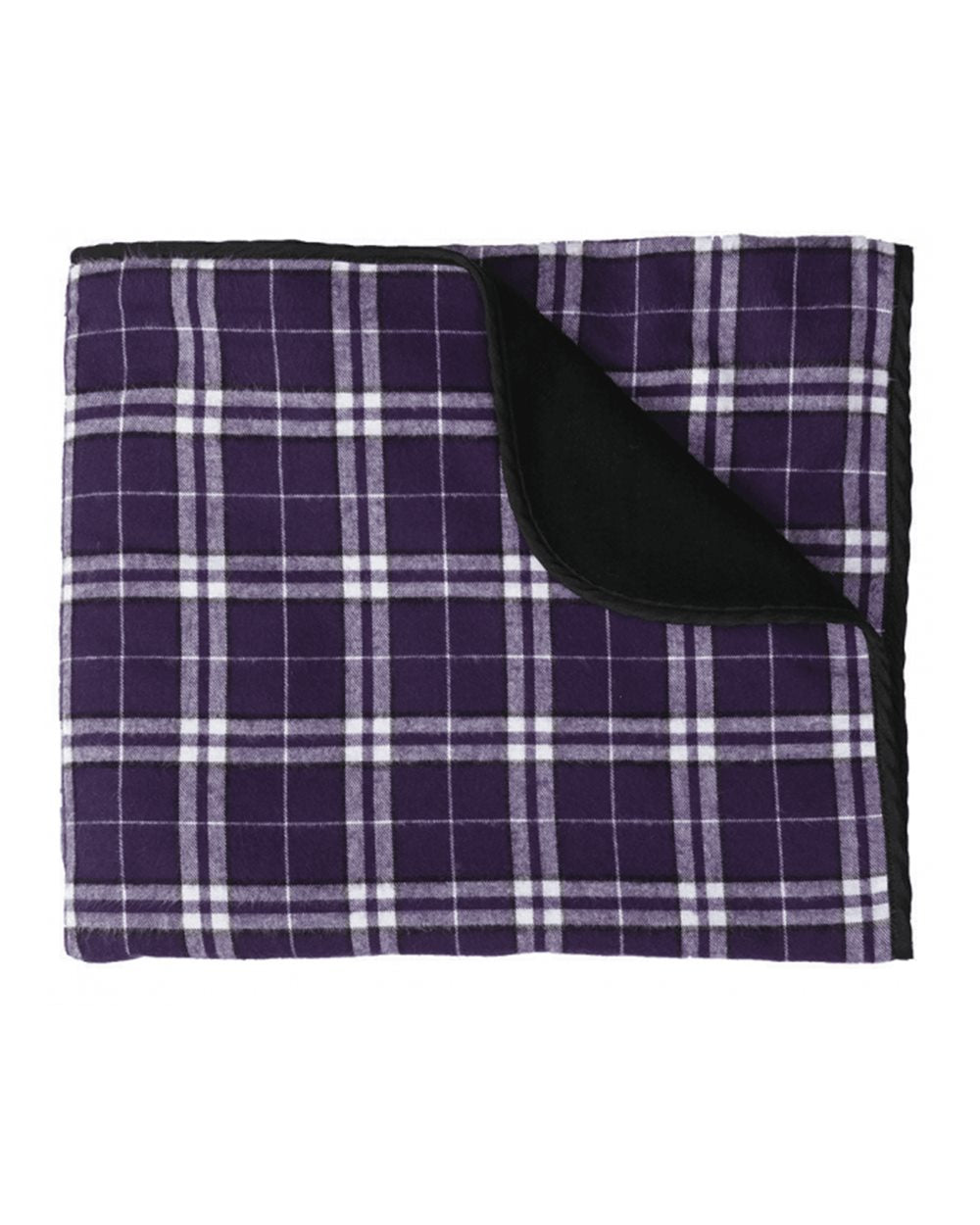 Boxercraft Flannel Blanket. FB250 - Purple/ White Plaid