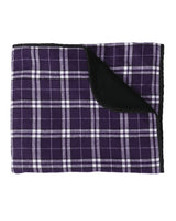 Boxercraft Flannel Blanket. FB250 - Purple/ White Plaid