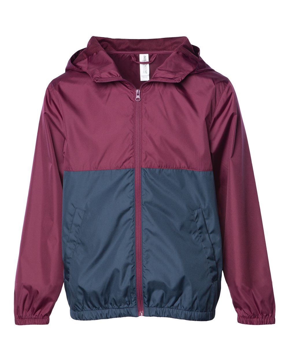 Independent Trading Co. Youth Lightweight Windbreaker Full-Zip Jacket. EXP24YWZ - Maroon/ Classic Navy