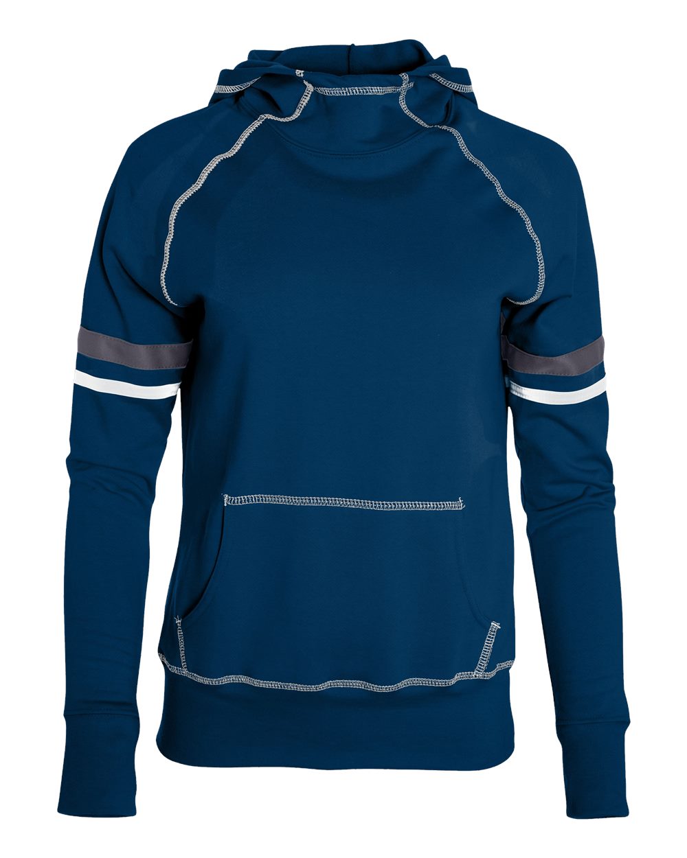 Augusta Sportswear Girls' Spry Hooded Sweatshirt. 5441 - Navy/ White/ Carbon