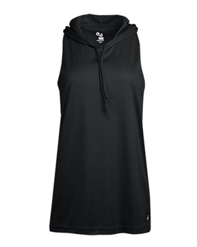 Badger Women's B-Core Racerback Hooded Tank Top. 4111 - Black