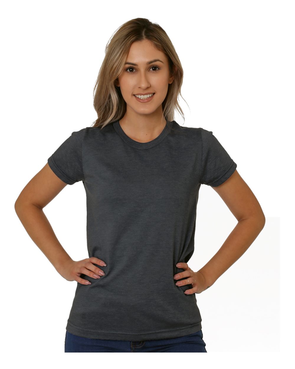 Bayside Women's USA-Made Triblend T-Shirt. 5810 - Tri Charcoal