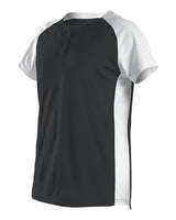 Alleson Athletic Women's Two Button Fastpitch Jersey. 522PDW - Black/ White
