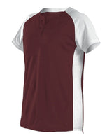 Alleson Athletic Women's Two Button Fastpitch Jersey. 522PDW - Maroon/ White