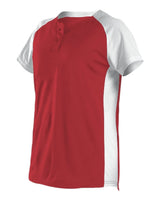 Alleson Athletic Women's Two Button Fastpitch Jersey. 522PDW - Red/ White