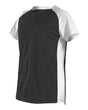 Alleson Athletic Girls' Two Button Fastpitch Jersey. 522PDWG - Black/ White