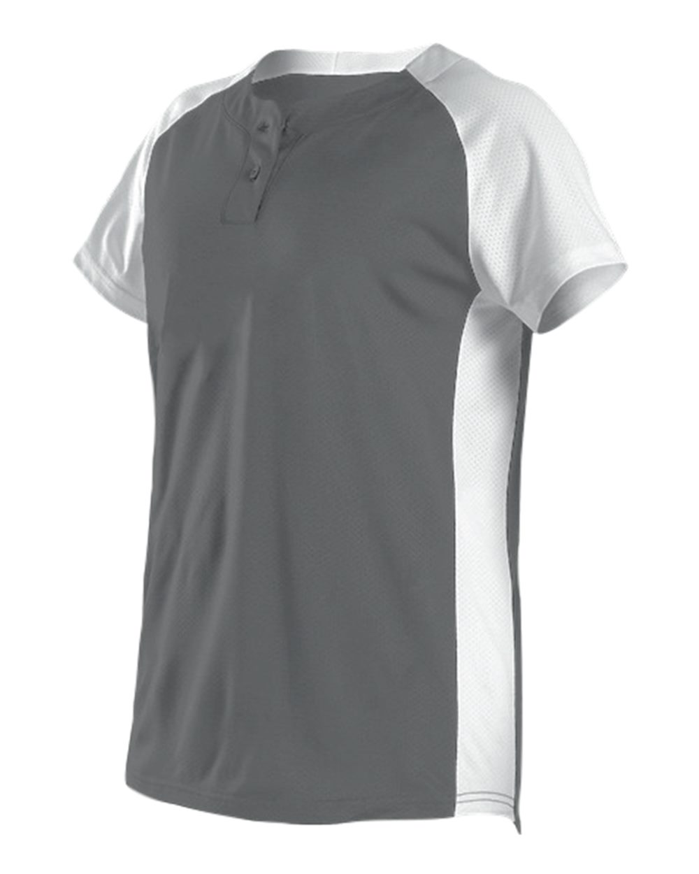 Alleson Athletic Girls' Two Button Fastpitch Jersey. 522PDWG - Charcoal/ White