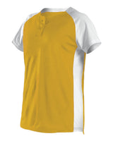 Alleson Athletic Girls' Two Button Fastpitch Jersey. 522PDWG - Gold/ White