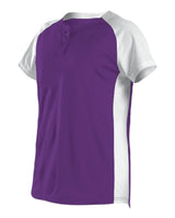 Alleson Athletic Girls' Two Button Fastpitch Jersey. 522PDWG - Purple/ White