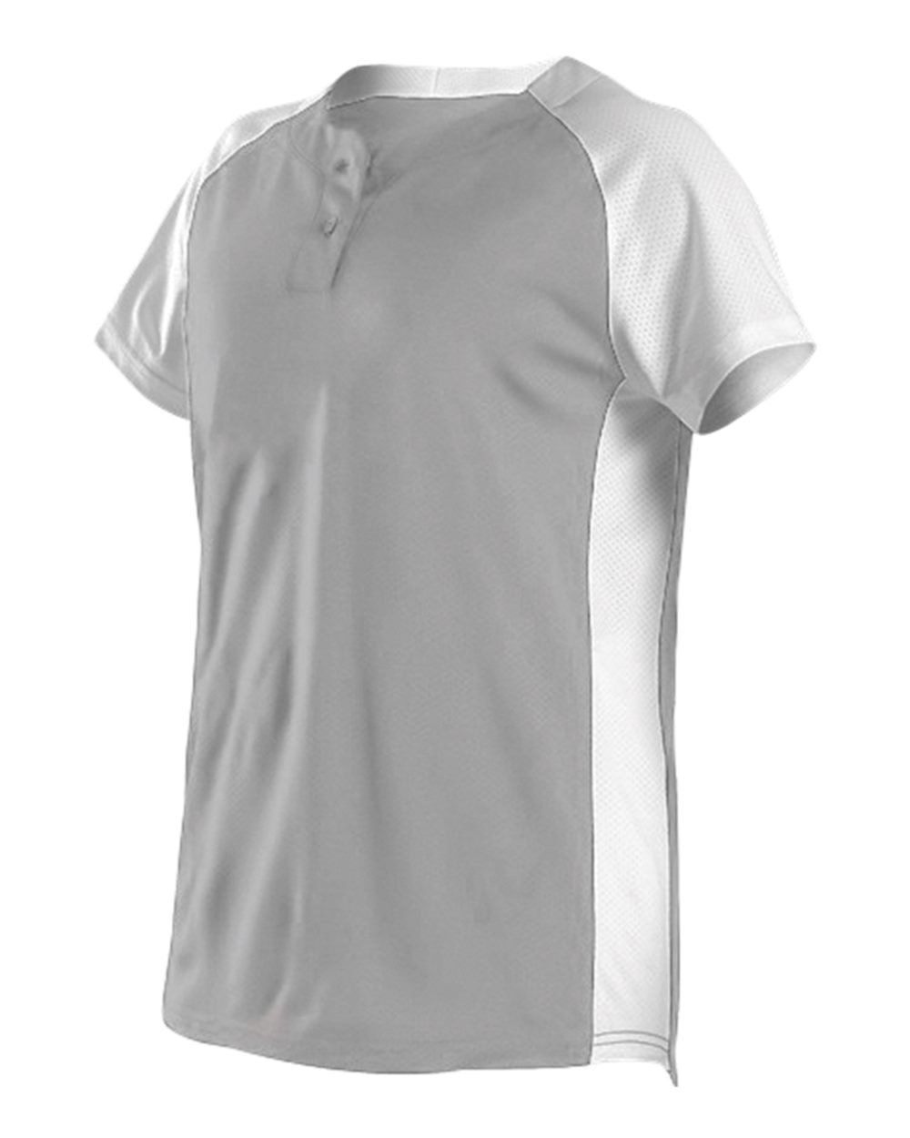 Alleson Athletic Girls' Two Button Fastpitch Jersey. 522PDWG - Silver/ White