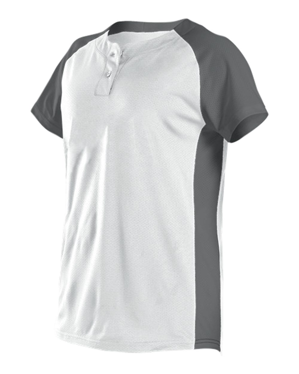Alleson Athletic Girls' Two Button Fastpitch Jersey. 522PDWG - White/ Charcoal