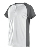 Alleson Athletic Girls' Two Button Fastpitch Jersey. 522PDWG - White/ Charcoal