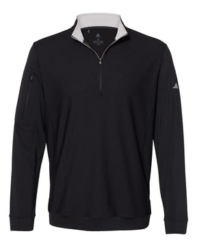 Adidas Men's Textured Quarter-Zip Pullover. A295 - Black