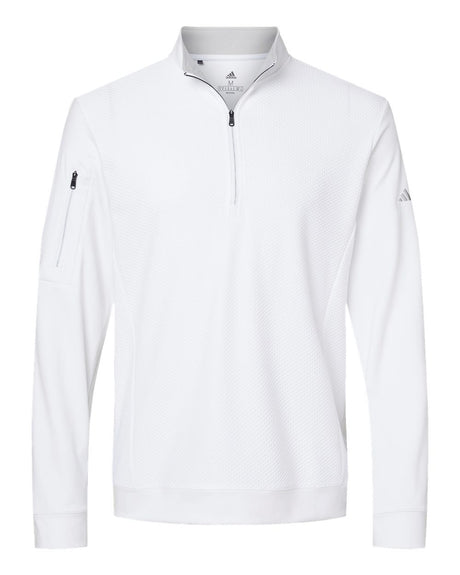 Adidas Men's Textured Quarter-Zip Pullover. A295 - White