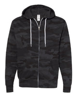Independent Trading Co. Unisex Lightweight Full-Zip Hooded Sweatshirt. AFX90UNZ - Black Camo