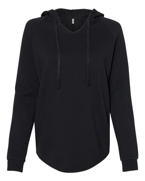 Independent Trading Co. Women’s Lightweight California Wave Wash Hooded Sweatshirt. PRM2500 - Black