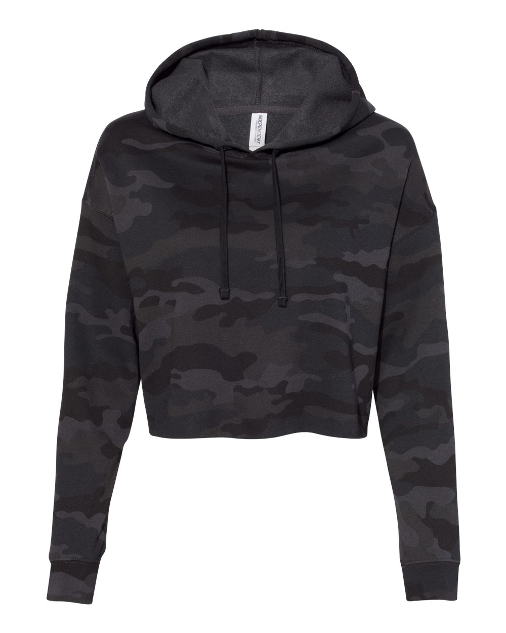 Independent Trading Co. Women’s Lightweight Crop Hooded Sweatshirt. AFX64CRP - Black Camo