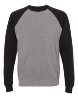 Independent Trading Co. Unisex Special Blend Raglan Crewneck Sweatshirt. PRM30SBC - Nickel Heather/ Black