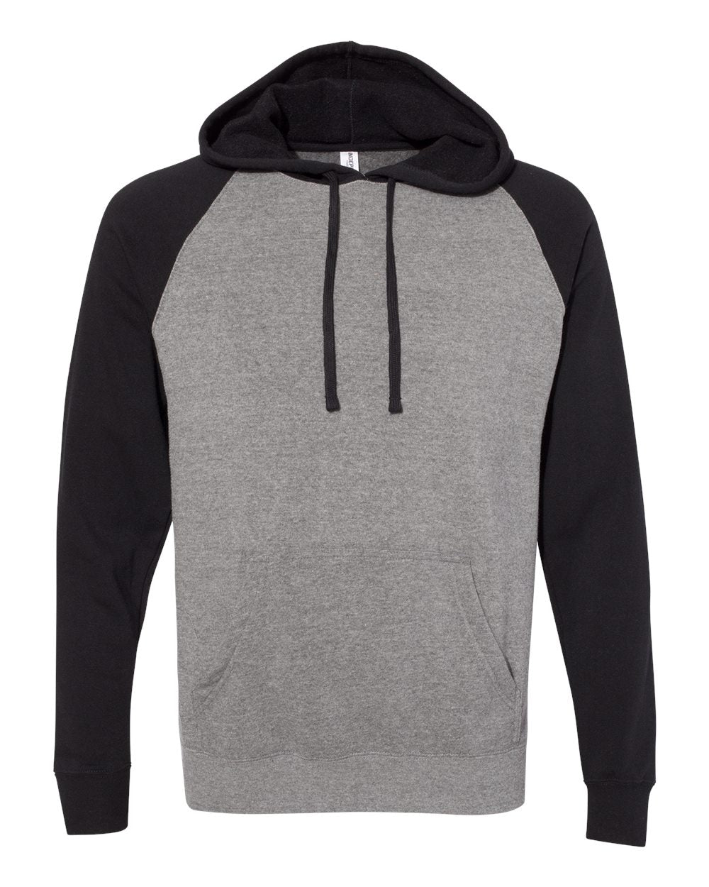 Independent Trading Co. Unisex Special Blend Raglan Hooded Sweatshirt. PRM33SBP - Nickel Heather/ Black