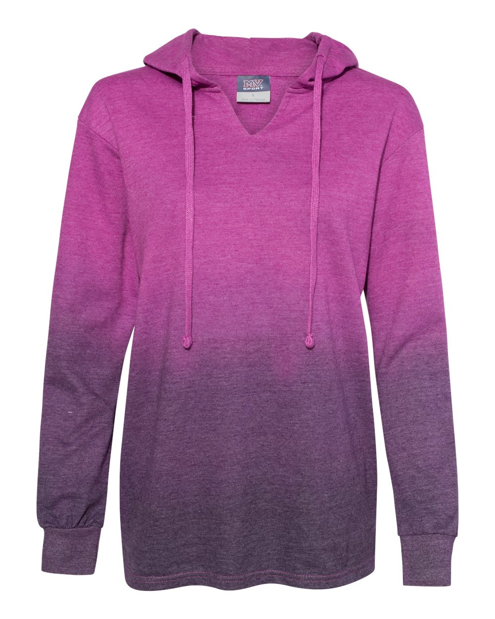 MV Sport Women's French Terry Ombré Hooded Sweatshirt. W20185 - Dragonfruit/ Navy
