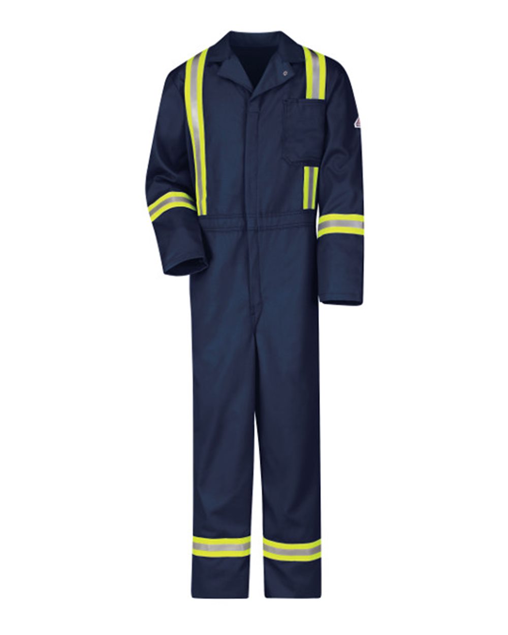 Bulwark Men's Classic Coverall with Reflective Trim - EXCEL FR. CECT - Navy/ Yellow Trim