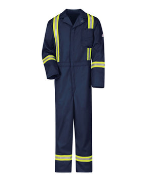 Bulwark Men's Classic Coverall with Reflective Trim - EXCEL FR. CECT - Navy/ Yellow Trim