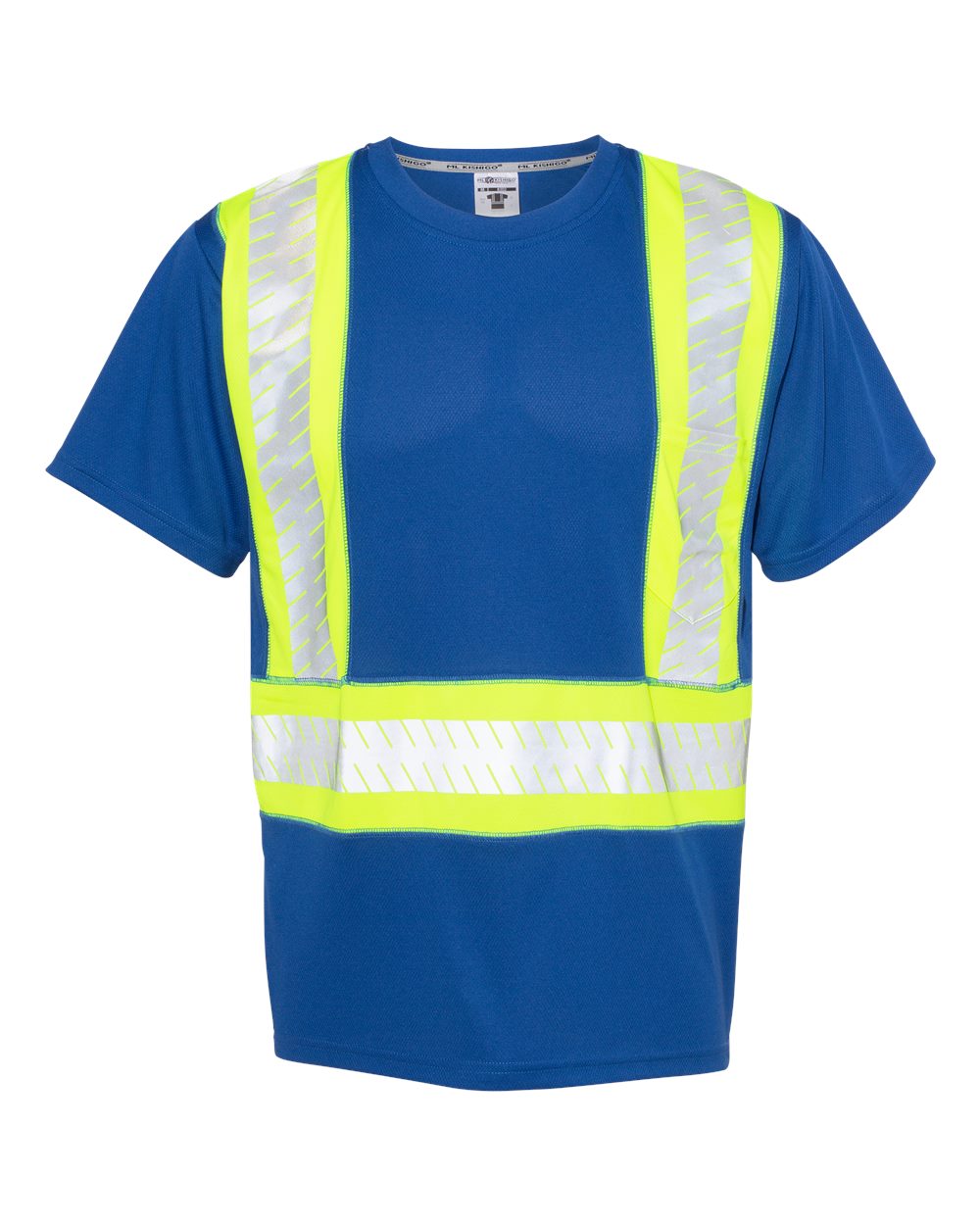 Kishigo Unisex EV Series® Enhanced Visibility Contrast Pocket T-Shirt. B200-204 - Royal Blue/ Lime - B202