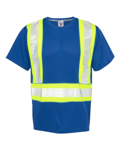 Kishigo Unisex EV Series® Enhanced Visibility Contrast Pocket T-Shirt. B200-204 - Royal Blue/ Lime - B202