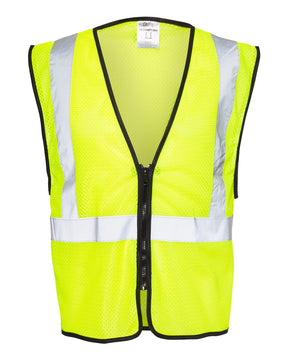 Kishigo Unisex Zippered Mesh Economy Class 2 Vest. 1547-1548 - Lime