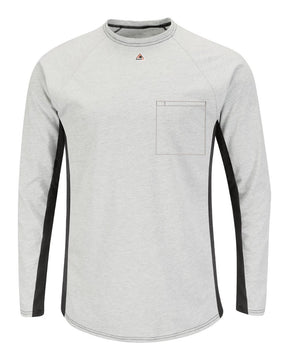 Bulwark Men's Long Sleeve FR Two-Tone Base Layer with Concealed Chest Pocket - EXCEL FR. MPS8 - Grey