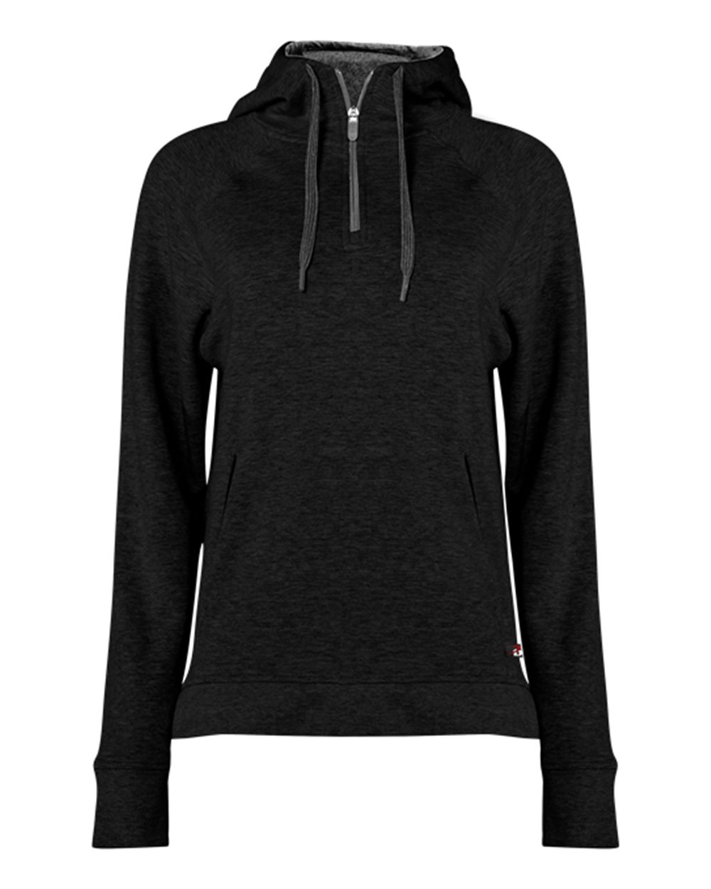 Badger Women's FitFlex French Terry Quarter-Zip Hooded Pullover. 1051 - Black