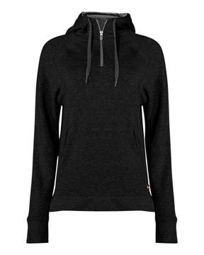 Badger Women's FitFlex French Terry Quarter-Zip Hooded Pullover. 1051 - Black