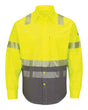 Bulwark Men's Hi-Visibility Color Block Uniform Shirt - EXCEL FR® ComforTouch® - 7 oz.. SLB4H - Yellow