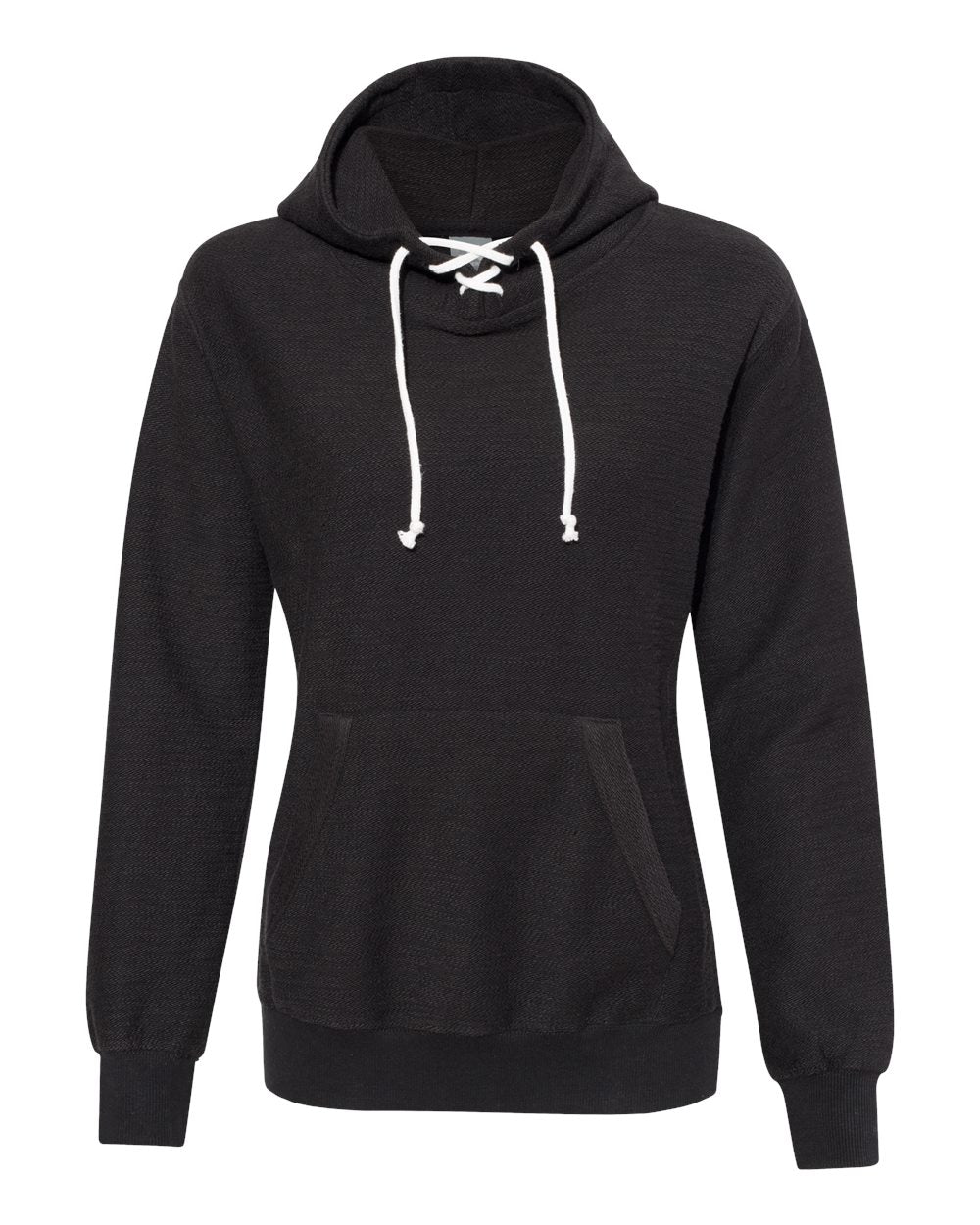 J. America Women’s French Terry Sport Lace Scuba Hooded Sweatshirt. 8694 - Black