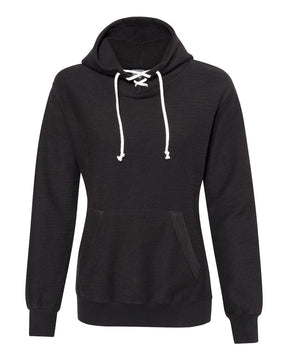 J. America Women’s French Terry Sport Lace Scuba Hooded Sweatshirt. 8694 - Black