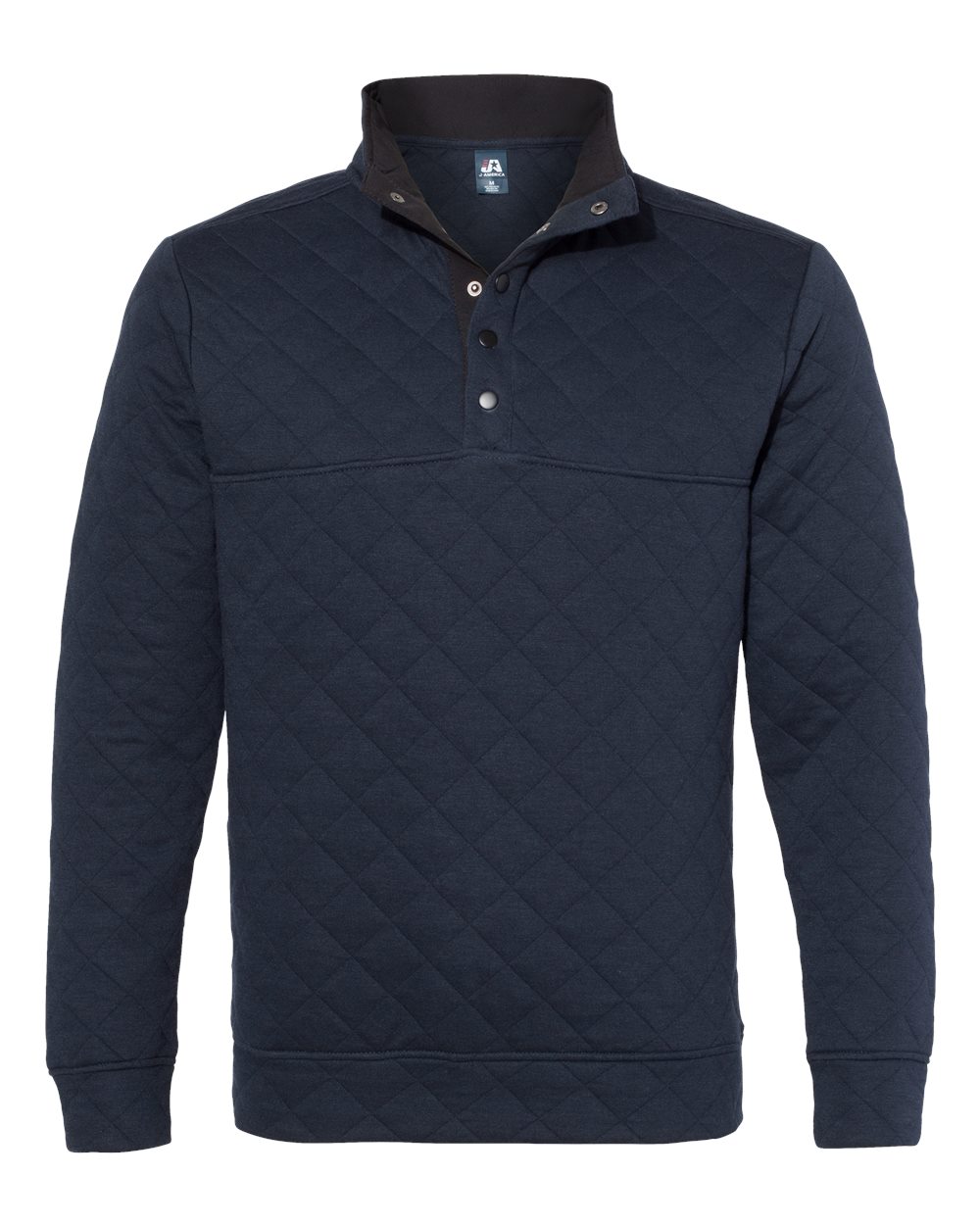 J. America Men's Quilted Half-Snap Pullover. 8890 - Navy