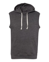 J. America Men's Triblend Sleeveless Hooded Sweatshirt. 8877 - Black Triblend