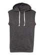 J. America Men's Triblend Sleeveless Hooded Sweatshirt. 8877 - Black Triblend