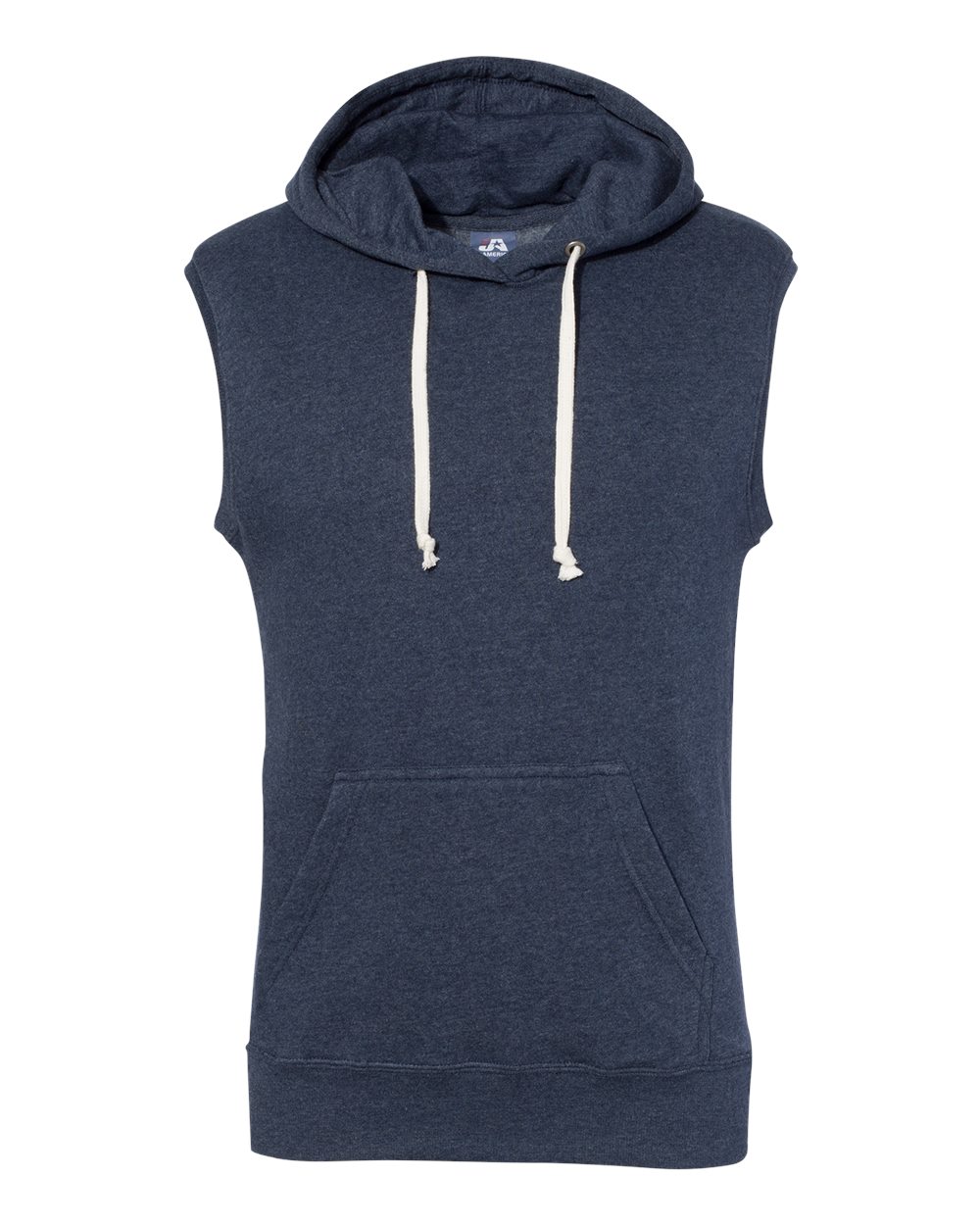 J. America Men's Triblend Sleeveless Hooded Sweatshirt. 8877 - True Navy Triblend