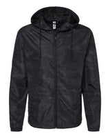 Independent Trading Co. Men's Lightweight Windbreaker Full-Zip Jacket. EXP54LWZ - Black Camo
