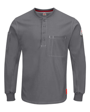 Bulwark Men's Tall iQ Series® Plus Long Sleeve Henley. QT40T - Charcoal