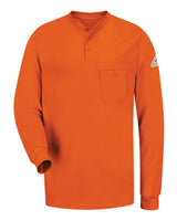 Bulwark Men's Long Sleeve Tagless Henley Shirt. SEL2 - Orange